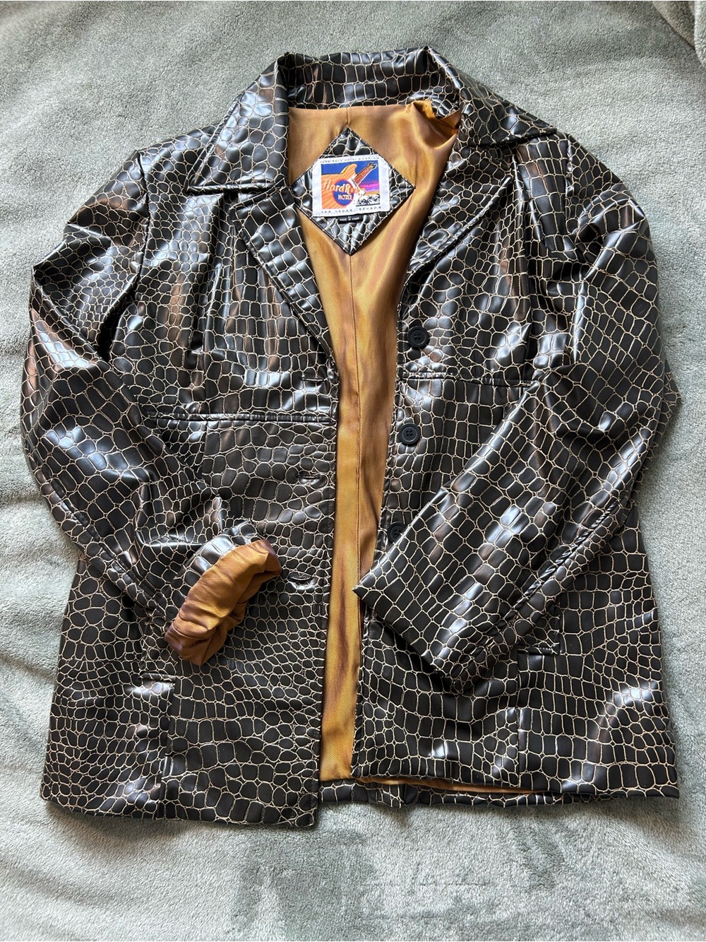 Vintage Y2K Reptile-Embossed Blazer Jacket.